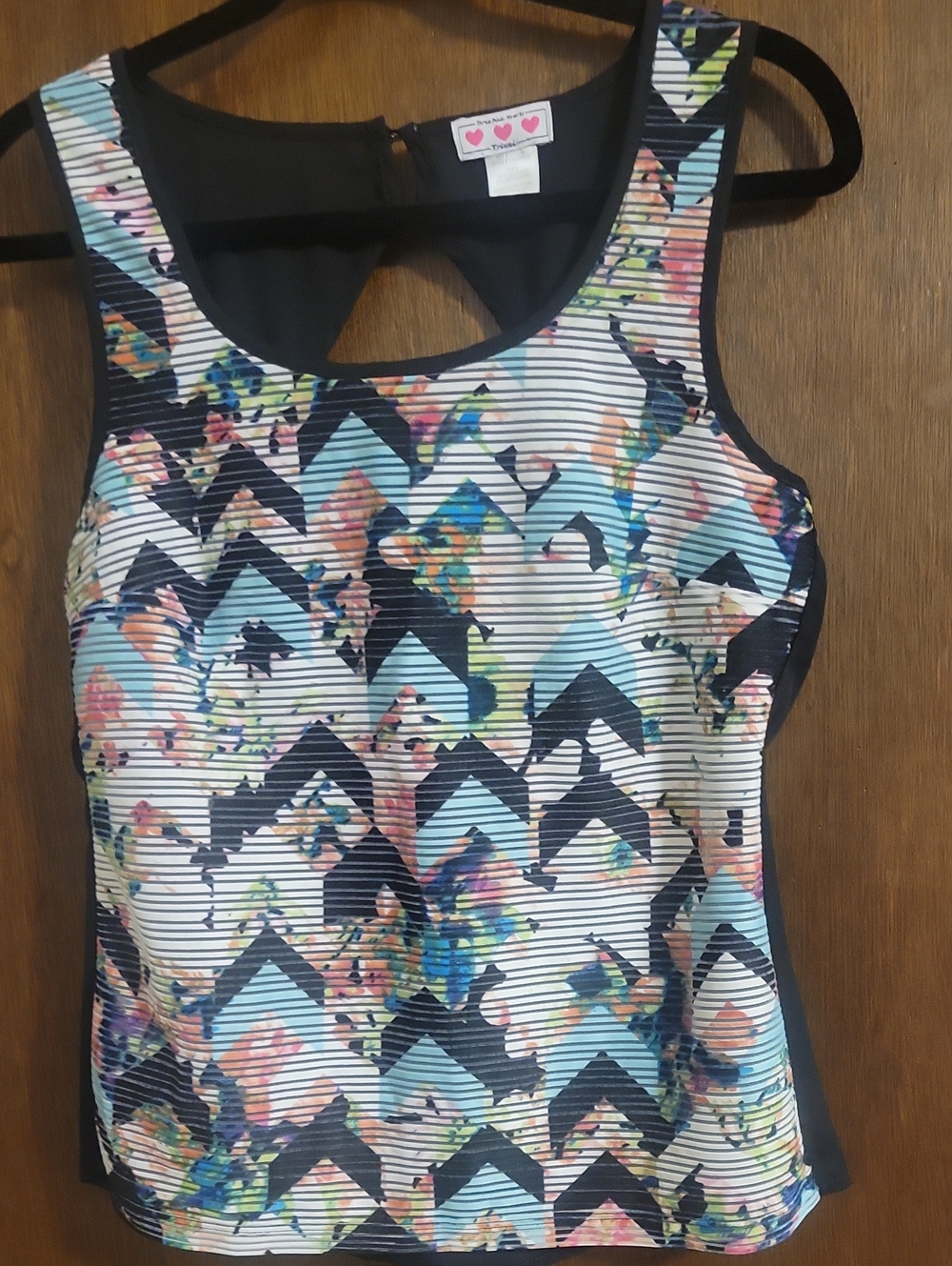 Trixxi Black & Mint Colorblock Top